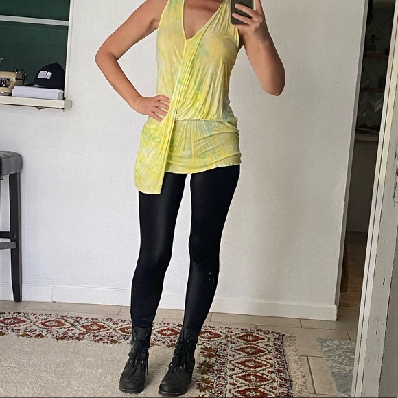 YOUNG FABULOUS & BROKE tie-dye front knot draping tank top, Sz XS - Picture 6 of 6